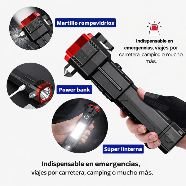 Linterna Multifuncional 4 en 1 – Seguridad y Potencia en Todo Momento🔦🌿