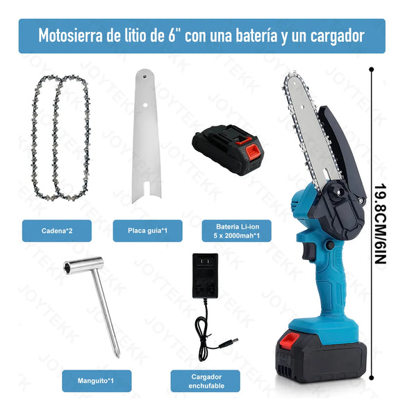 Mini Motosierra Inalamb 6 Pulg + 2 Baterias