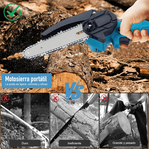 Mini Motosierra Inalamb 6 Pulg + 2 Baterias