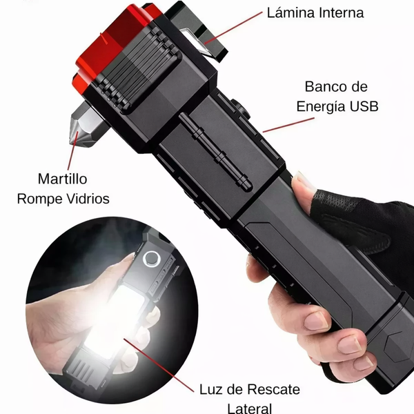 Linterna Multifuncional 4 en 1 – Seguridad y Potencia en Todo Momento🔦🌿